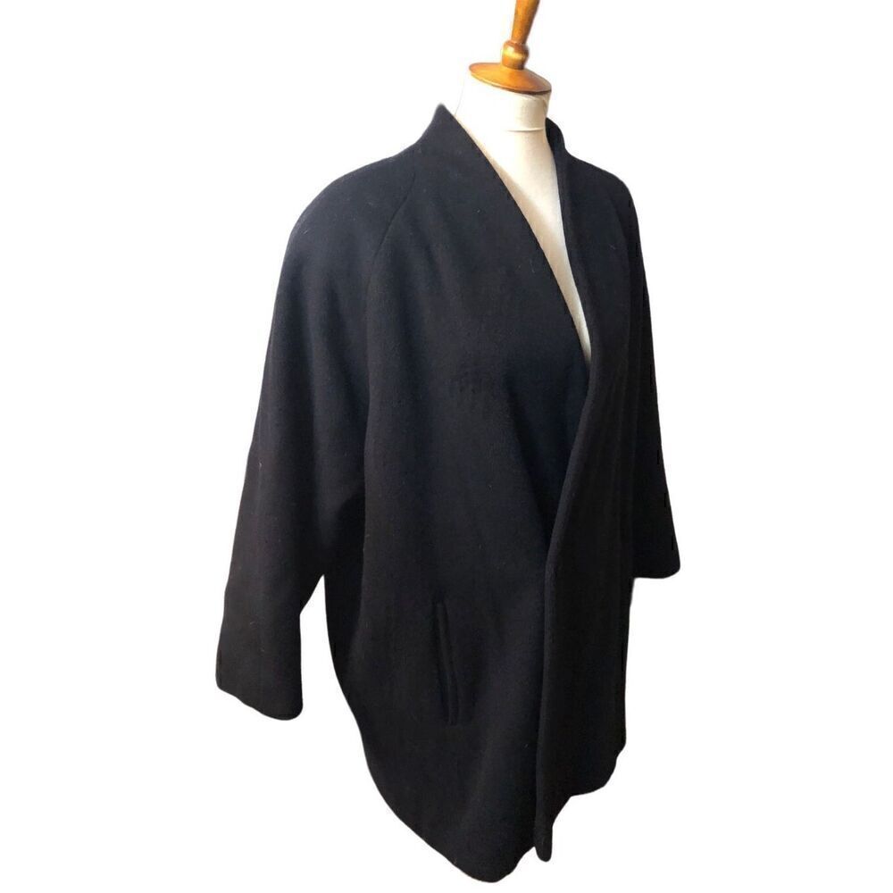 Anne Klein wool black fully lined single breasted vintage pea coat size 2X